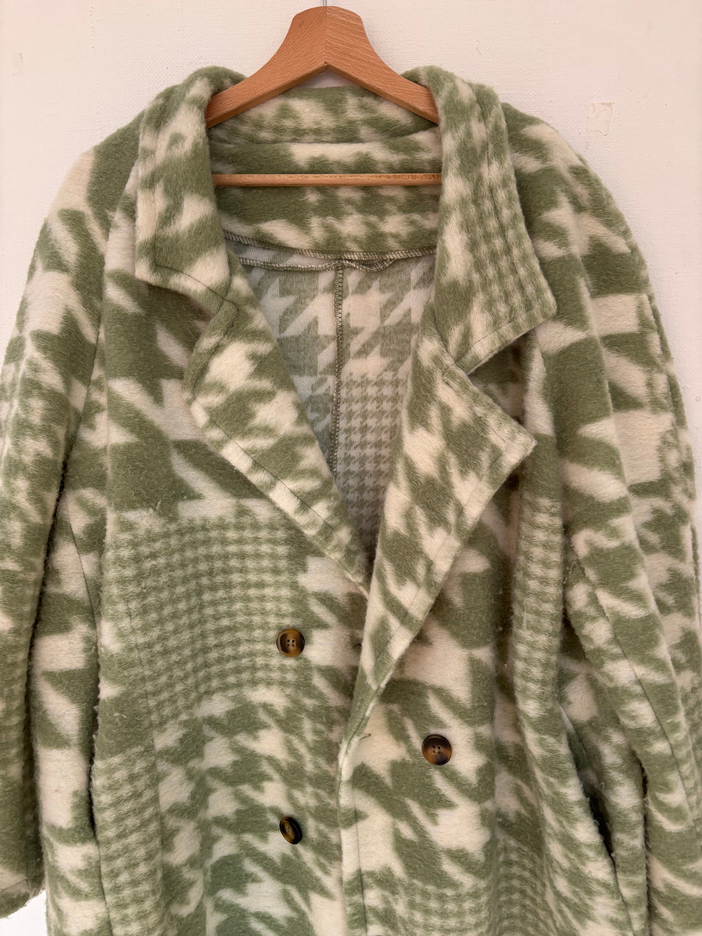 Trench / manteau – Vert et blanc – Taille M/L