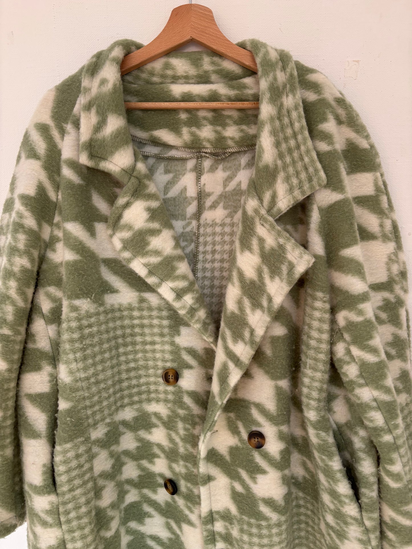 Trench / manteau – Vert et blanc – Taille M/L