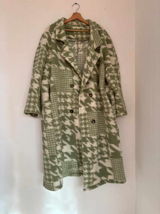 Trench / manteau – Vert et blanc – Taille M/L
